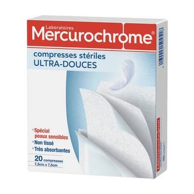 Mercurochrome Compresses stérilisés, 20 pièces