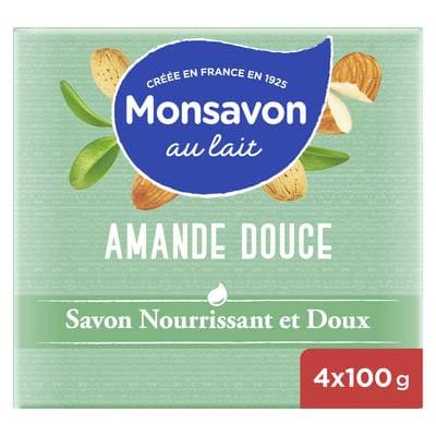 Monsavon Savon Solide à l'Amande Douce, 4x 100g