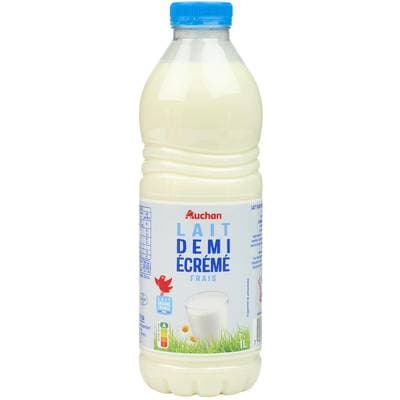 Auchan Lait demi-écrémé frais, 1L