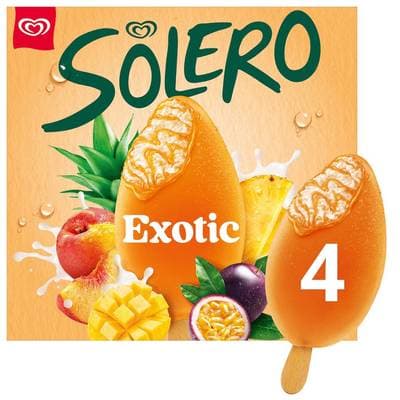 Solero Bâtonnets glaçés Vanille fruits exotiques, 4 bâtonnets - 272g