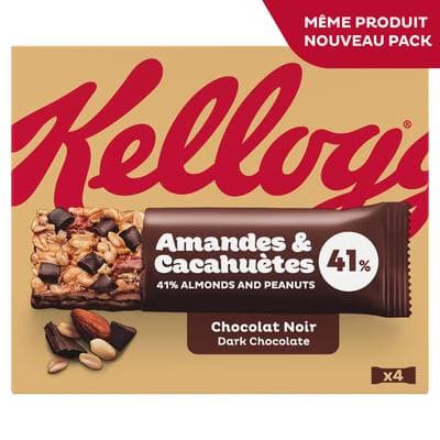 Kellogg's Barres Céréales Extra Chocolat Amandes, 4 barres