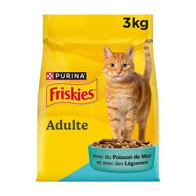Purina - Friskies Croquettes Poisson et Légumes pour Chat Adulte, 3kg