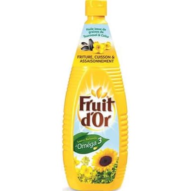 Fruit d'Or Huile Oméga 3 et 6 - Colza et Tournesol, 1L