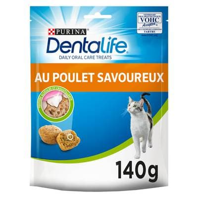 Purina - Dentalife Friandises au poulet soins dentaires pour chat, 140g