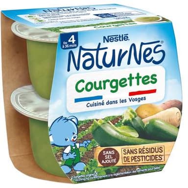 Nestlé - Naturnes Courgettes Bol Bébé Dès 4 mois, 2x130g