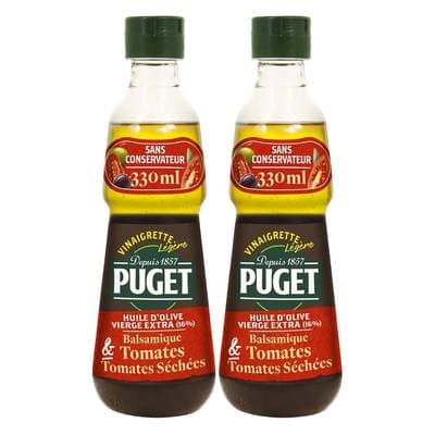 Puget Vinaigrette légère huile d'olive, vinaigre balsamique et tomates séchées, Lot de 2x33cl