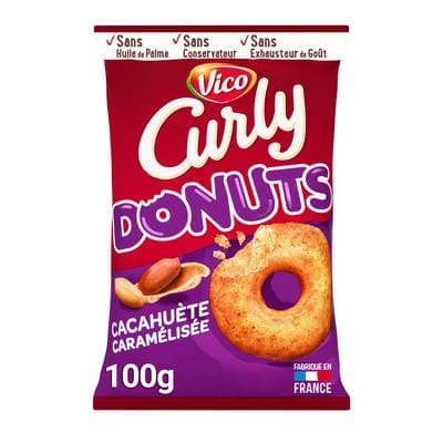 Curly Donuts Cacahuète Caramélisée Sucrée Salée, 100g
