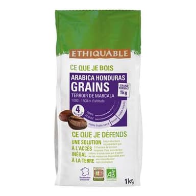 Ethiquable - Commerce Equitable Café en grains Bio du Honduras, 1kg