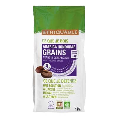 Ethiquable - Commerce Equitable Café en grains Bio du Honduras, 1kg