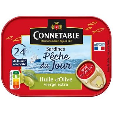 Connetable Sardines à l'Huile d'Olive vierge extra Pêche du Jour, 115g