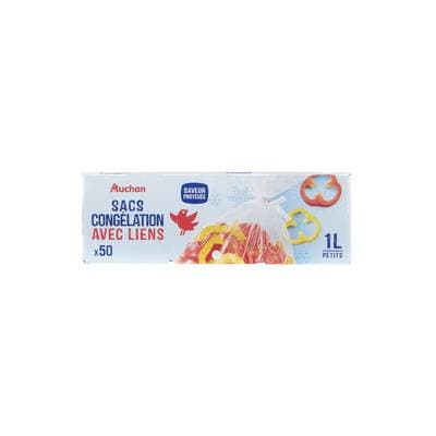 Auchan Sac de congélation lien 1L, 50 pièces