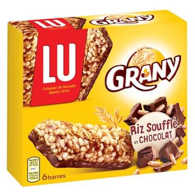Grany Barre Riz Soufflé et Chocolat, 6 barres