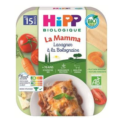 Hipp - La Mamma Lasagnes à la Bolognaise Bio Assiette Bébé Dès 15 mois, 250g