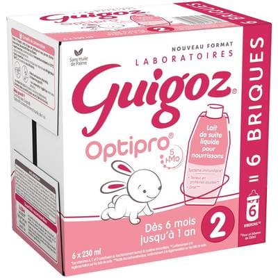 Guigoz Lait bébé liquide 2ème âge Optipro, 6-12 mois, 6x23cl