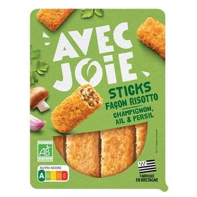 Avec Joie Sticks façon Risotto Champignon, Ail et Persil Bio, 160g