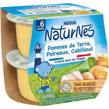 Nestlé - Naturnes Pommes de terre Poireau Cabillaud Bol Bébé dès 6 mois, 2x190g