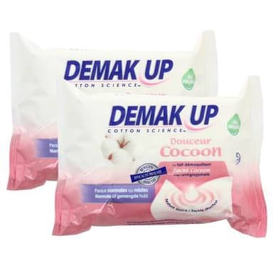 Demak Up Lingettes douceur coton peaux normales à mixtes, Lot de 2x25 lingettes