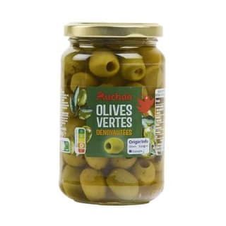 Auchan Olives vertes dénoyautées en bocal, 160g