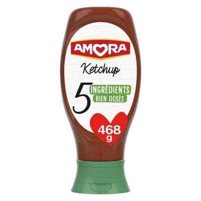 Amora Ketchup 5 ingrédients en Flacon Souple Squeeze Top Down, 468g