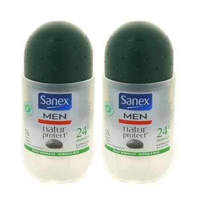 Sanex Men Déodorant bille 24h Natur Protect, Lot de 2x50ml