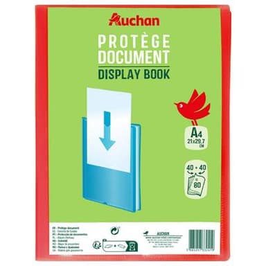 Auchan Protège document souple A4 21x29,7cm, 80 vues