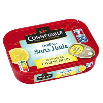 Connetable Sardines sans Huile et Rondelle de Citron Frais, 115g