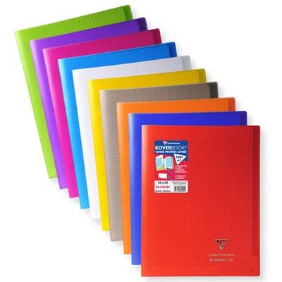 Clairefontaine Cahier Kover Book 24 x 32 cm grands carreaux, 96 pages 2 en 1 - Un cahier et un protège-cahier