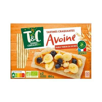 Terres et Céréales Bio Tartines craquantes à l'avoine sans gluten bio, 150g