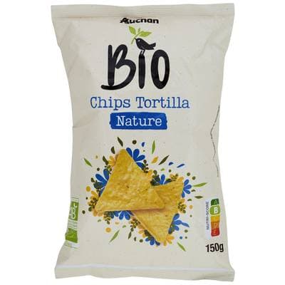 Auchan BIO Chips tortillas nature bio, 150g