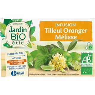 Jardin Bio Etic Infusion Tilleul Oranger Mélisse Bio, 20 sachets