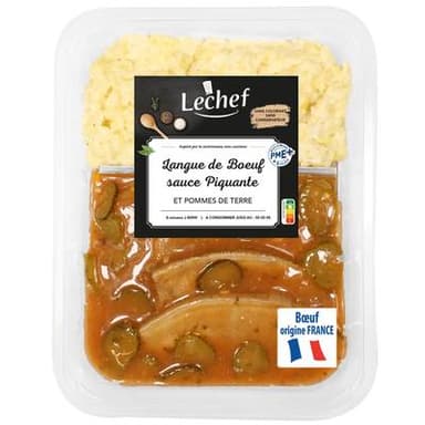 Lechef Langue de Boeuf Sauce piquante et Ecrasé de Pommes de Terre, 600g