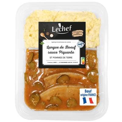 Lechef Langue de Boeuf Sauce piquante et Ecrasé de Pommes de Terre, 600g