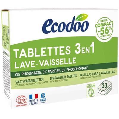 Ecodoo Tablette lave-vaisselle 3 en1 Ecocert, 30 tablettes