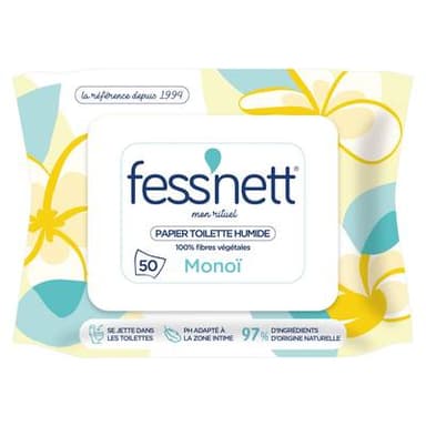 Fess'Nett Papier toilette humide au MonoÏ, 50 lingettes