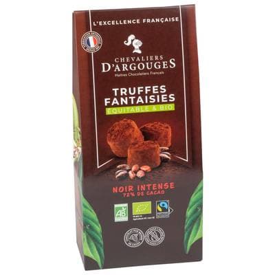 Les Chevaliers d'Argouges Etui truffes fantaisies noir 72% de cacao bio et équitable, 160g