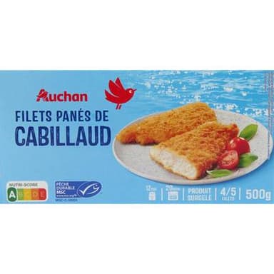 Auchan Filet de cabillaud pané MSC, 500g