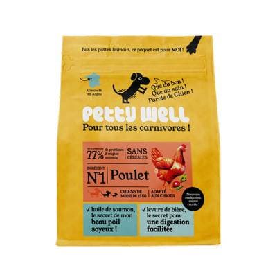Petty Well Croquettes Poulet Légumes Sans Céréales pour Chien petit et moyen, 1kg