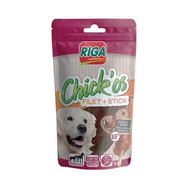 Riga Chick'Os Filet de poulet et Stick - Friandise Récompense pour chien moyen et grand x4, 75 g