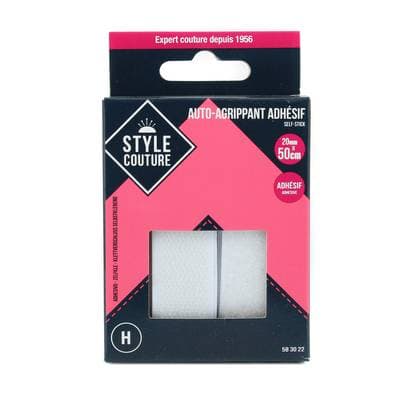 Style couture Ruban Velcro® adhésif blanc 2 cm, 50 cm