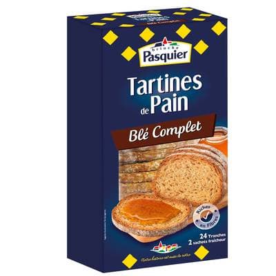 Pasquier Tartine de pain au blé complet x24, 240g