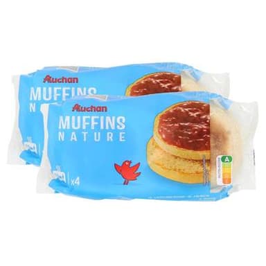 Auchan Muffins Nature, Lot de 2x250g