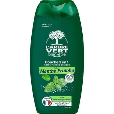 L'Arbre Vert Bien-Etre Douche 3en1 Menthe fraîche, 260ml