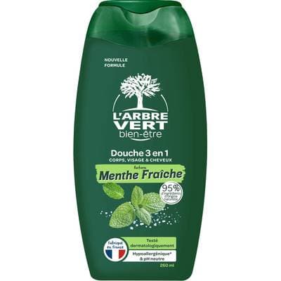L'Arbre Vert Bien-Etre Douche 3en1 Menthe fraîche, 260ml