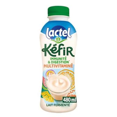 Lactel Kéfir lait fermenté multivitaminé aux fruits, 480ml