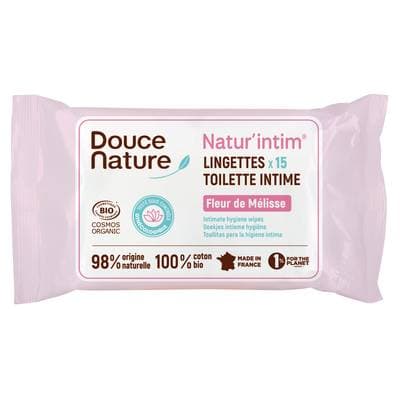 Douce Nature Lingettes intime en coton Cosmébio, 15 lingettes