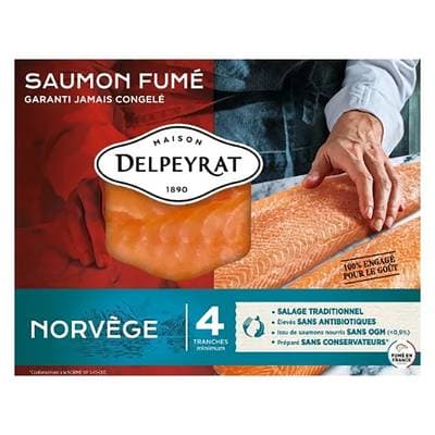 Delpeyrat Saumon Fumé de Norvège, 4 tranches - 120g