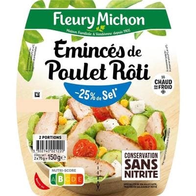 Fleury Michon Emincés de Poulet Rôti Taux de Sel Réduit, 2x75g