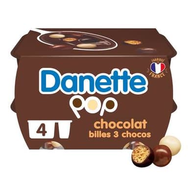 Danette Crème dessert chocolat bille chocolat, 4x117g