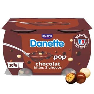 Danette Crème dessert chocolat bille chocolat, 4x117g