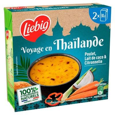Liebig Soupe Voyage en Thaïlande- Poulet, Lait de Coco et Citronelle, 2x30cl